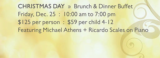 CHRISTMAS DAY  »  Brunch & Dinner Buffet